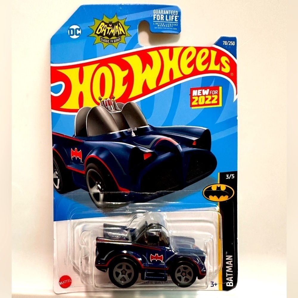 2022 Hot Wheels - Batman - BATMOBILE Blue TOONED - 3/5